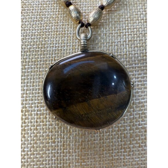 Sigrid Olsen Tiger Eye Pendant Necklace With Gold-Tone Beads & Toggle Clasp - Picture 5 of 7